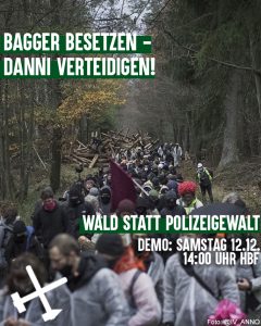 Demonstration "Bagger besetzen - Danni verteidigen: Wald statt Polizeigewalt", 12.12.2020 14 Uhr am Hauptbahnhof